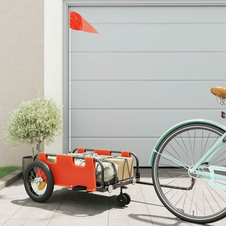 Fietstrailer oxford stof en ijzer oranje 1