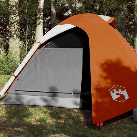 Koepeltent 3-persoons waterdicht grijs en oranje 1
