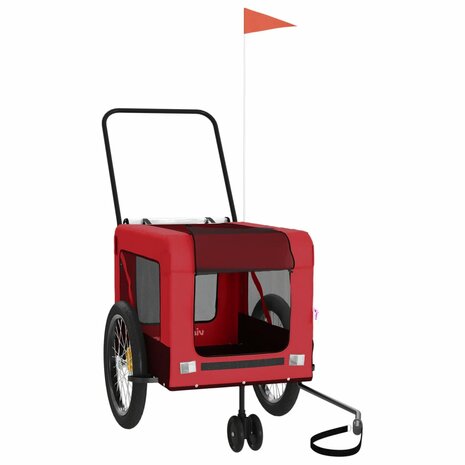 Hondenfietstrailer oxford stof en ijzer rood en zwart 2