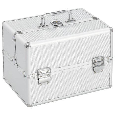 Make-up koffer 22x30x21 cm aluminium zilverkleurig  1
