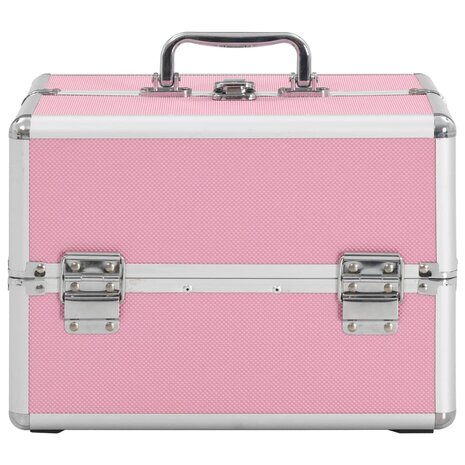 Make-up koffer 22x30x21 cm aluminium roze  3