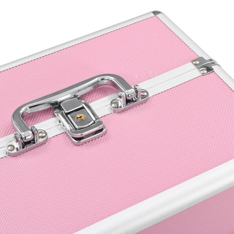 Make-up koffer 22x30x21 cm aluminium roze  5