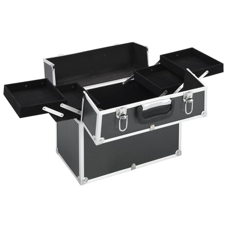 Make-up koffer 37x24x35 cm aluminium zwart 2