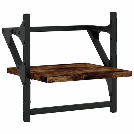 Wandschappen met stangen 2 st 30x25x30 cm gerookt eikenkleurig 4