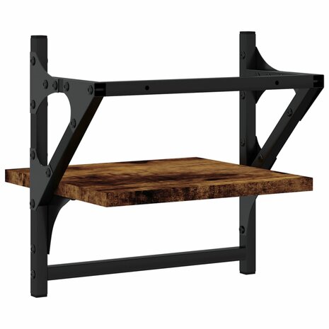 Wandschappen met stangen 2 st 30x25x30 cm gerookt eikenkleurig 7
