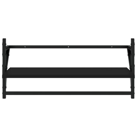 4-delige Wandschappenset met stangen bewerkt hout zwart 6