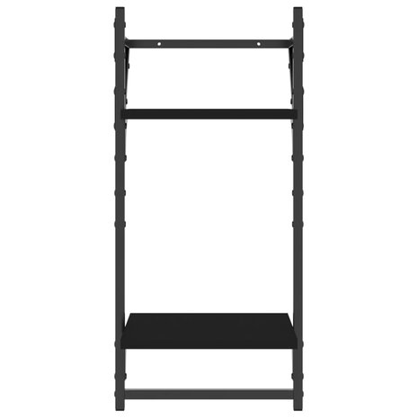 4-delige Wandschappenset met stangen bewerkt hout zwart 8