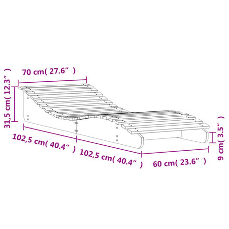 Ligbed 205x70x31,5 cm massief grenenhout wasbruin 9