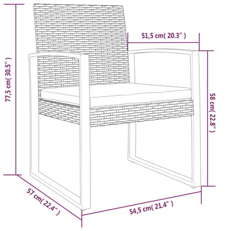 Tuinstoelen 2 st polypropeen rattan bruin 7