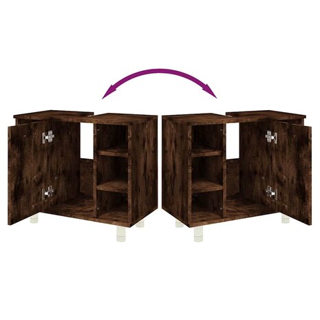 Badkamerkast 60x32x53,5 cm bewerkt hout gerookt eikenkleurig 9