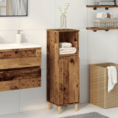 Badkamerkast 30x30x100 cm bewerkt hout oud houtkleurig 1