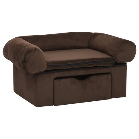 Hondenbank met lade 75x50x38 cm pluche bruin 2