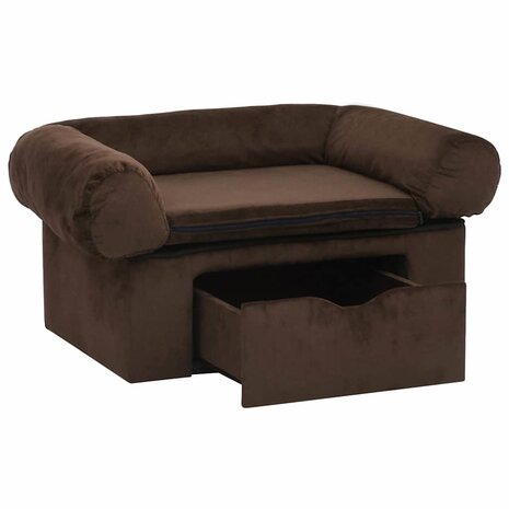 Hondenbank met lade 75x50x38 cm pluche bruin 4
