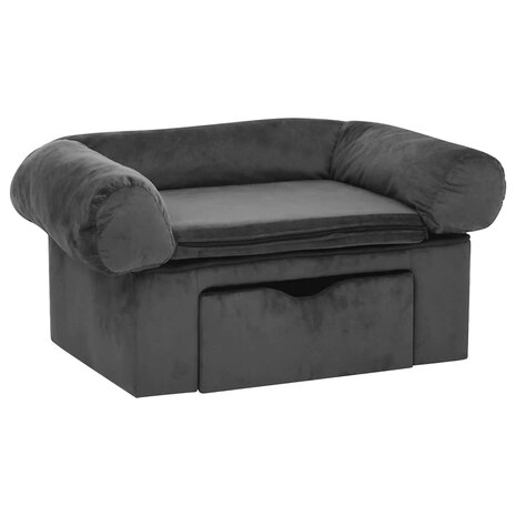 Hondenbank met lade 75x50x38 cm pluche donkergrijs 2