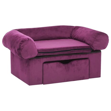 Hondenbank met lade 75x50x38 cm pluche bordeauxrood 2