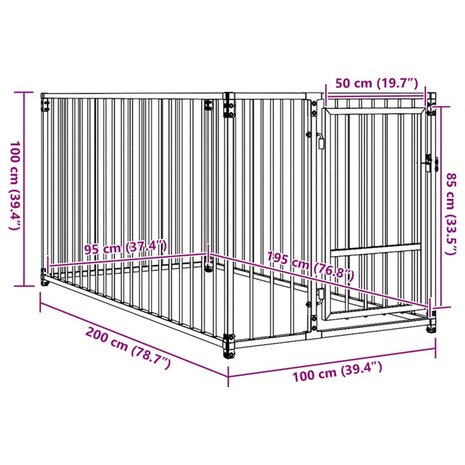 Hondenkennel voor buiten 100x200x100 cm 7