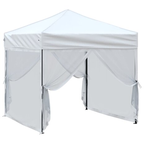Partytent inklapbaar met zijwanden 2x2 m wit 3