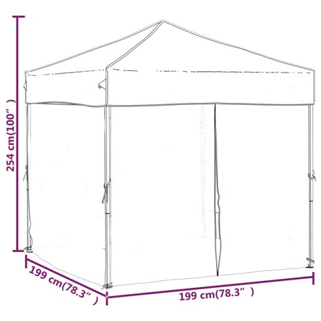 Partytent inklapbaar met zijwanden 2x2 m wit 9