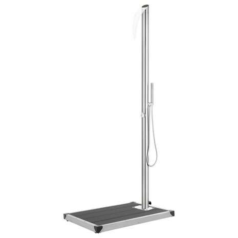 Buitendouche met grijze basis 225 cm roestvrij staal 1