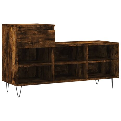 Schoenenkast 102x36x60 cm bewerkt hout gerookt eikenkleurig 2