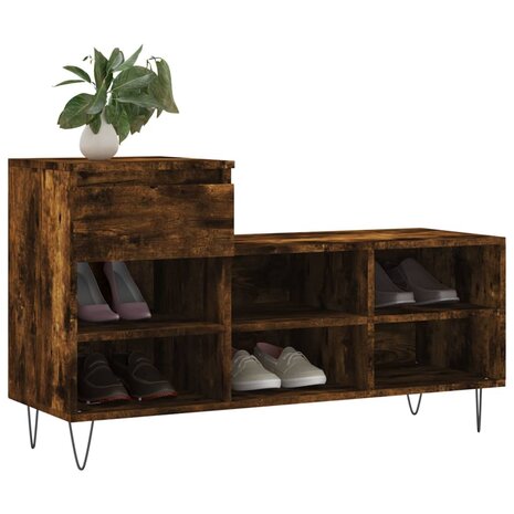 Schoenenkast 102x36x60 cm bewerkt hout gerookt eikenkleurig 3