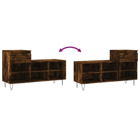 Schoenenkast 102x36x60 cm bewerkt hout gerookt eikenkleurig 9