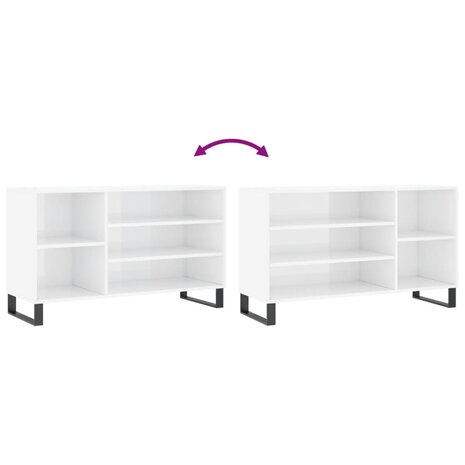 Schoenenkast 102x36x60 cm bewerkt hout hoogglans wit 7