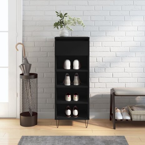 Schoenenkast 40x36x105 cm bewerkt hout zwart 1