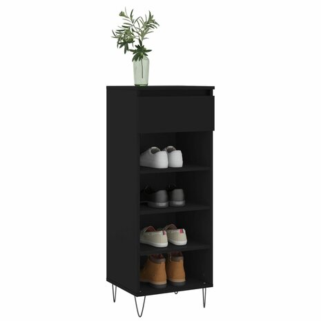 Schoenenkast 40x36x105 cm bewerkt hout zwart 3