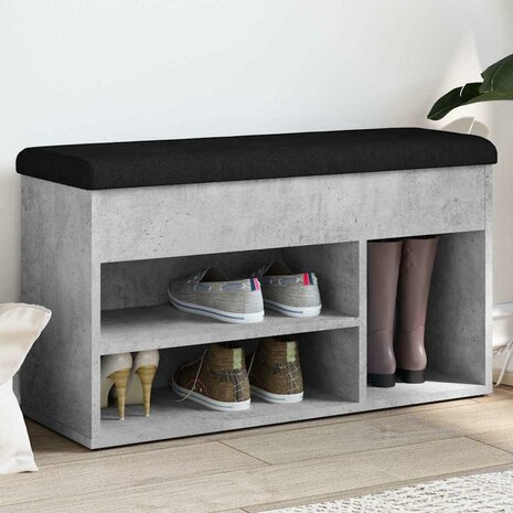 Schoenenbank 82x32x45,5 cm bewerkt hout betongrijs 1