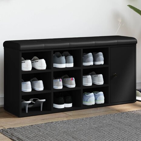 Schoenenbank 102x32x50 cm bewerkt hout zwart 1