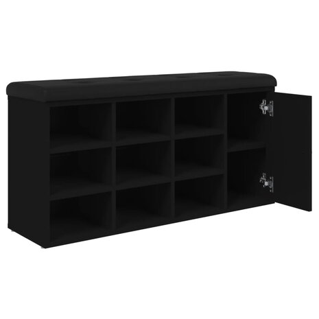 Schoenenbank 102x32x50 cm bewerkt hout zwart 8