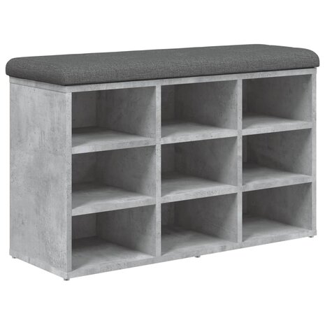 Schoenenbank 82x32x50 cm bewerkt hout betongrijs 2