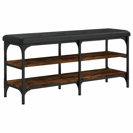 Schoenenbank 102x32x47 cm bewerkt hout gerookt eikenkleurig 2