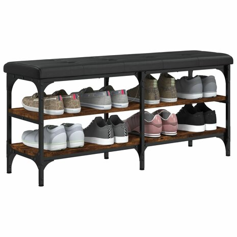Schoenenbank 102x32x47 cm bewerkt hout gerookt eikenkleurig 4