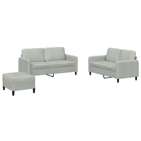 3-delige Loungeset fluweel lichtgrijs 2