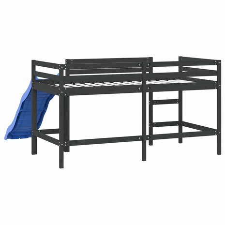 Kinderhoogslaper met glijbaan grenenhout zwart 80x200 cm 7