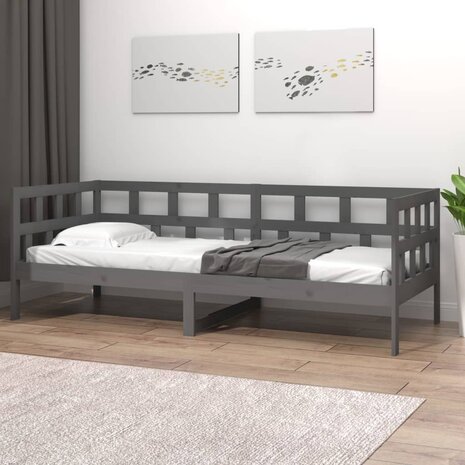 Slaapbank massief grenenhout grijs 80x200 cm 4