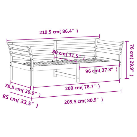 Slaapbank zonder matras 80x200 cm massief grenenhout 9