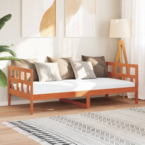 Slaapbank zonder matras 90x190 cm massief grenenhout wasbruin 1