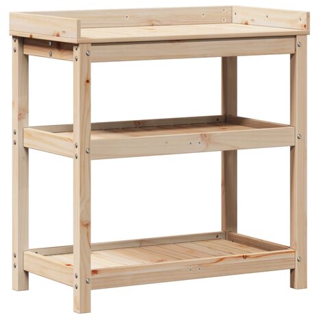 Oppottafel met schappen 82,5x45x86,5 cm massief grenenhout 2