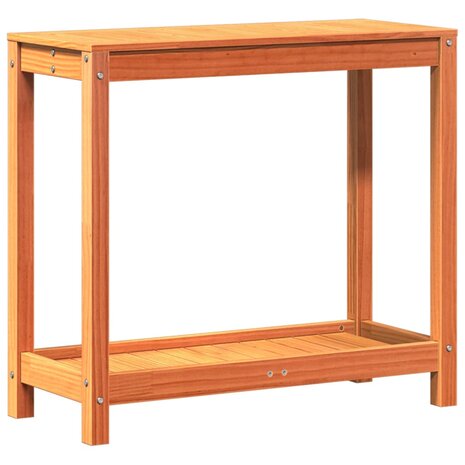 Oppottafel met schap 82,5x35x75 cm massief grenenhout wasbruin 7