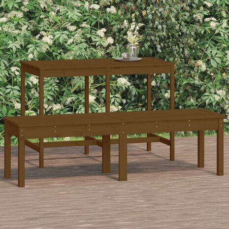 Tuinbank 2-zits 159,5x44x45 cm massief grenenhout honingbruin 1
