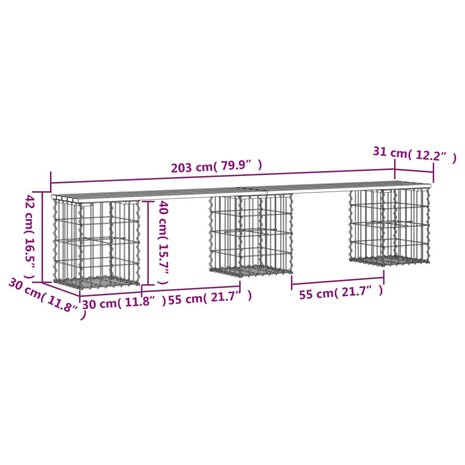 Tuinbank schanskorfontwerp 203x31x42 cm geïmpregneerd hout 8
