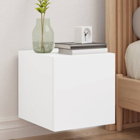 Tv-wandmeubel met LED-verlichting 100x35x30 cm wit 1