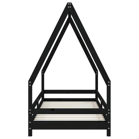 Kinderbedframe 90x200 cm massief grenenhout zwart 4