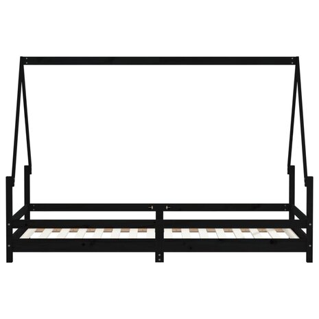 Kinderbedframe 90x200 cm massief grenenhout zwart 5