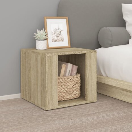 Nachtkastje 41x40x36 cm bewerkt hout sonoma eikenkleurig 1