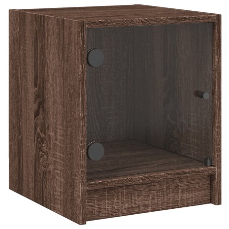 Nachtkastje met glazen deur 35x37x42 cm bruin eikenkleur 2
