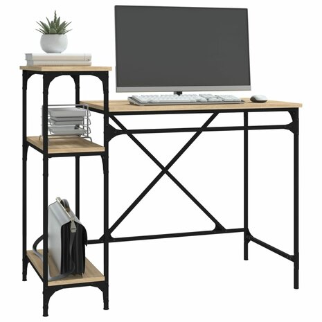 Bureau schappen 105x50x90 bewerkt hout en ijzer sonoma eiken 4